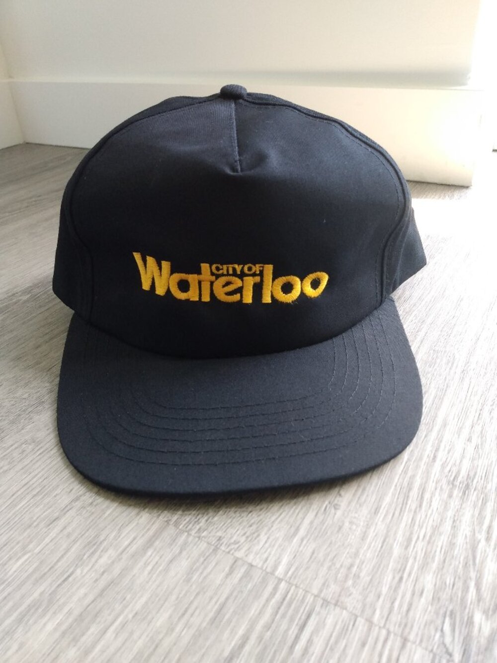 Vintage City of Waterloo Trucker Hat Snapback Cap Fullback Embroidered